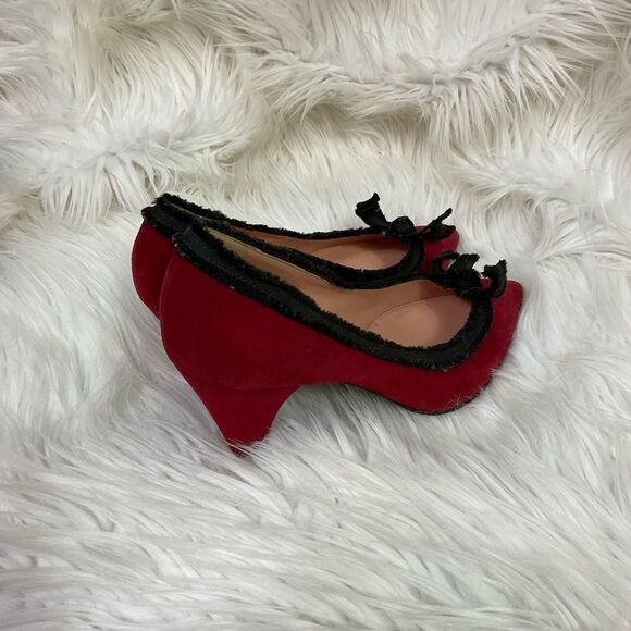NEW Marc by Marc Jacobs Leather Red Velvet Trim Pointed Toe Pumps US 6 EUR 36 - Picture 6 of 13